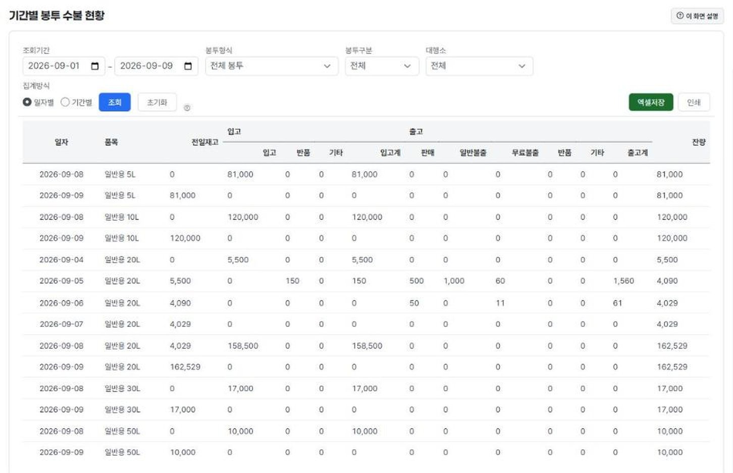 관리 웹 화면